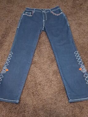 Western Style Cowgirl FLAMINGALS SZ L Inseam 30 Dark Blue Women's Jeans